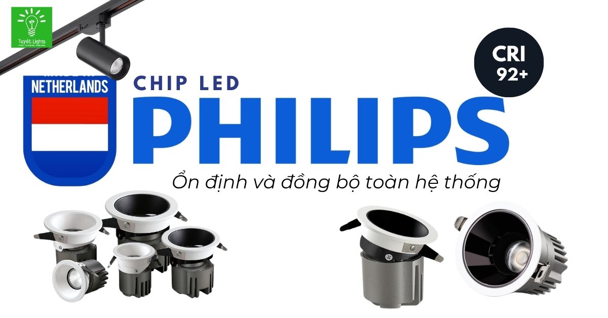 Đèn Rọi "Chuẩn" Kiến Trúc - đèn âm trần spotlight cao cấp chip led Philips